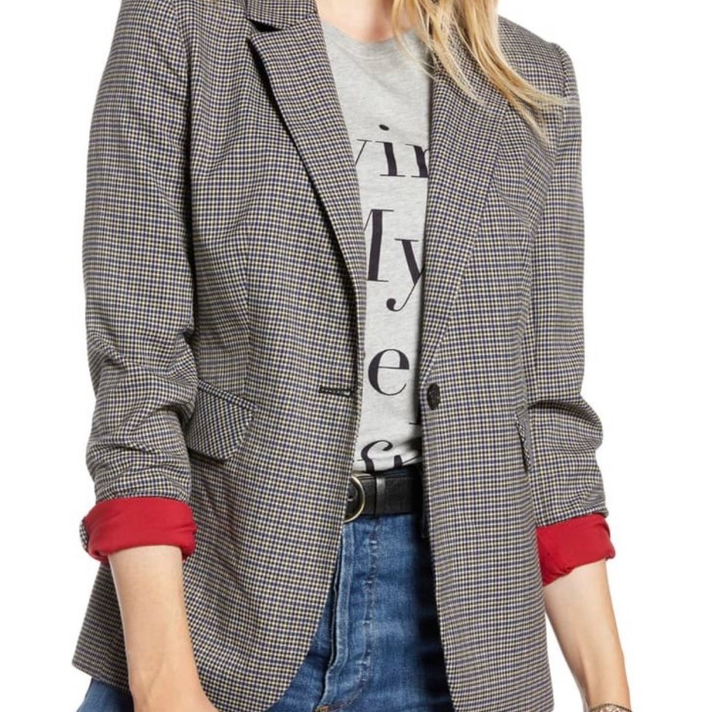 1901 blazer in houndstooth blue, black, and white